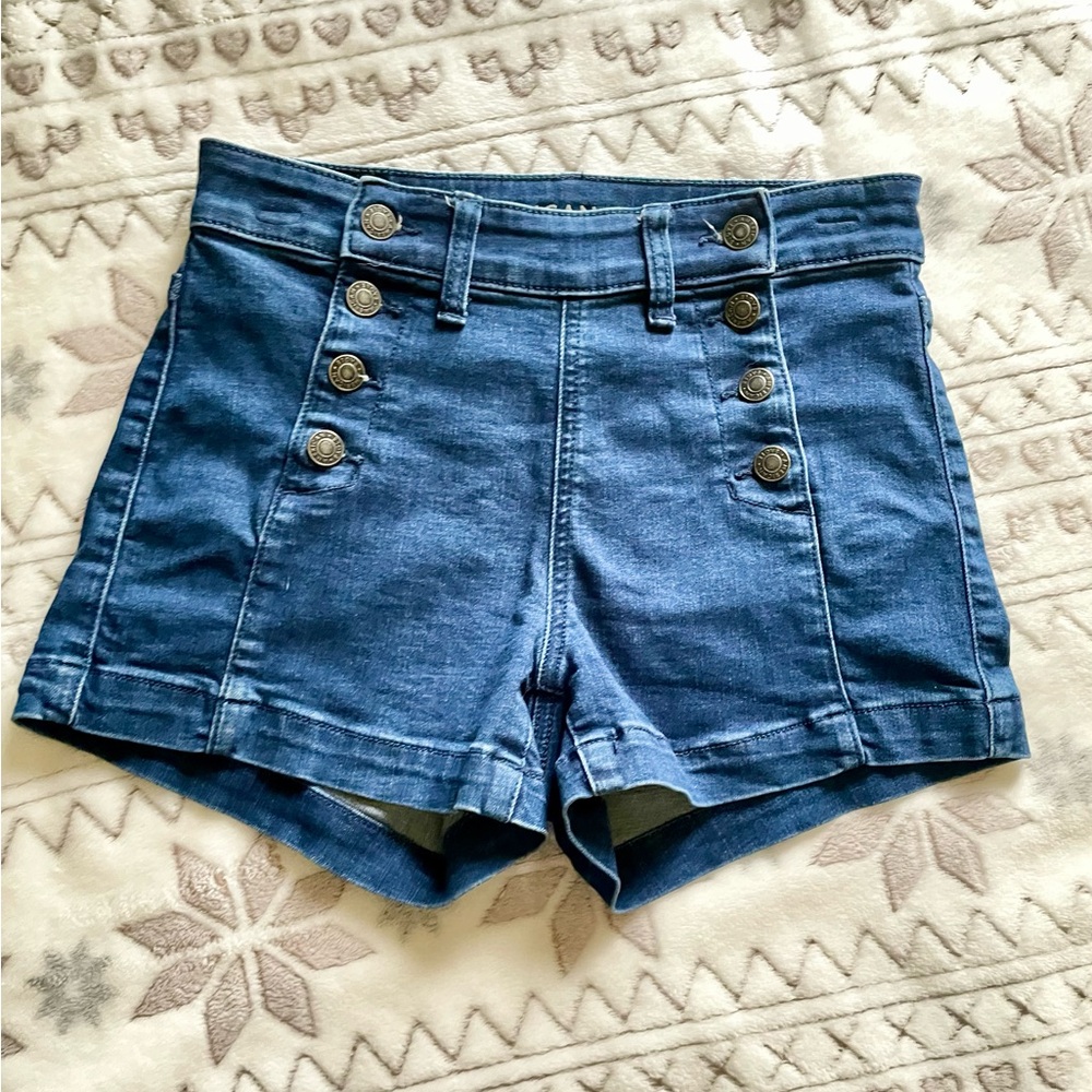 American Eagle Stretch Denim High Waisted Sailor Shorts Ladies size 4